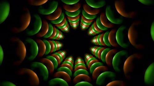 Green And Bronze Reverse Rotate Glossy Balls Tunnel Background Vj Loop In 4K