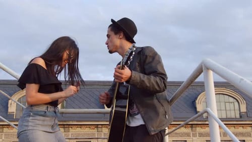 Couple enjoying music and dance together
