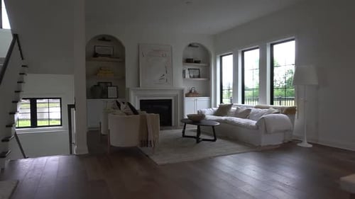 Mid century modern living room with minimal design.