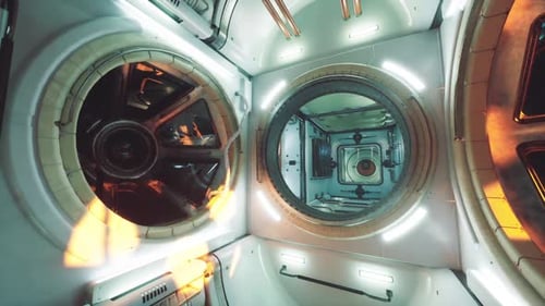 Exploring the Interior of a Futuristic Space Station in Low Earth Orbit