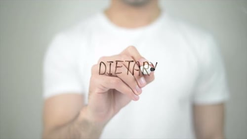 Dietary, Man Writing on Transparent Screen