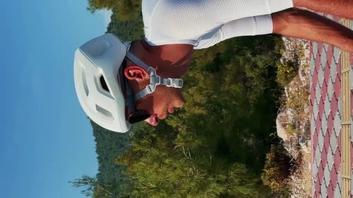 Cycling concept. Vertical video