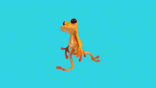 Lustiger 3D-Cartoon-Froschtanz (mit Alphakanal)