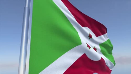 Burundi Flag Waving Realistic Loop Animation