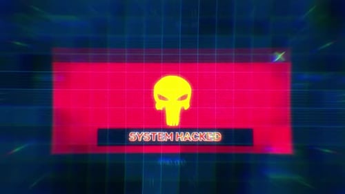 Glitch System Hacked Error Message with Skull Icon