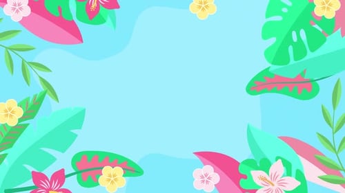 Tropischer floraler Video-Loop-Hintergrund mit Blättern und Blumen