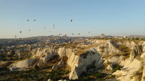Cappadocia Landscape with Hot Air Balloons at Sunrise