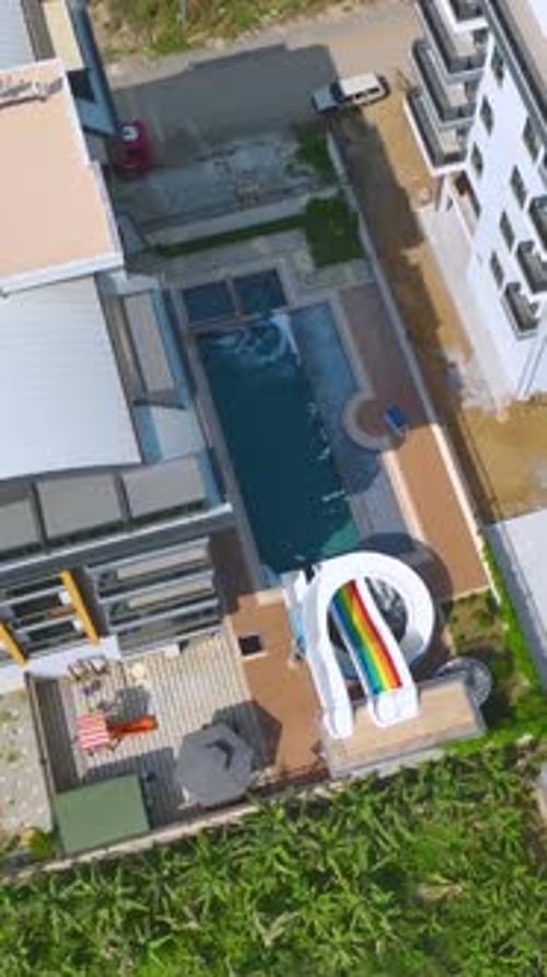 The Pool is Slowly Filling with Water Preparing for a Refreshing Dip