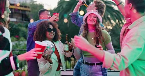 Friends Gather for an Urban Outdoor Party