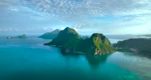 Aerial view of Islands of El Nido Palawan Philippines