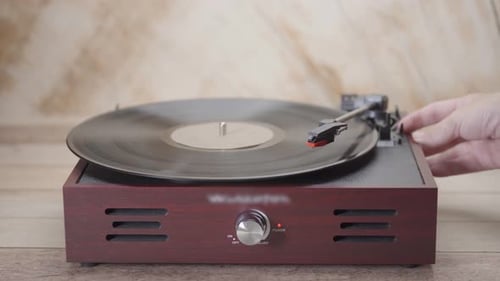 Vinyl Record Player Playing a Record