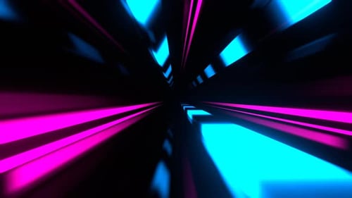 Cyan And Pink Striped Abstract Endless Neon Tunnel Background Vj Loop I 4K