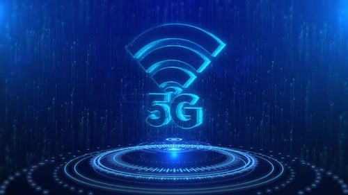 5G Text Cyberspace Future Digital Technology Hologram Concept
