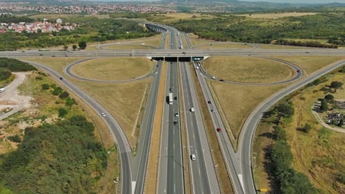Aerial View of Road Interchange or Highway Intersection