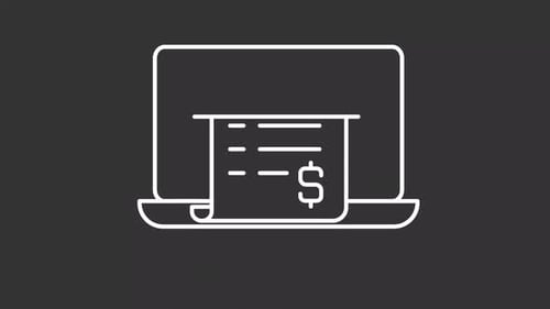 Minimalist Line Icon Animation of Online Bill on Laptop