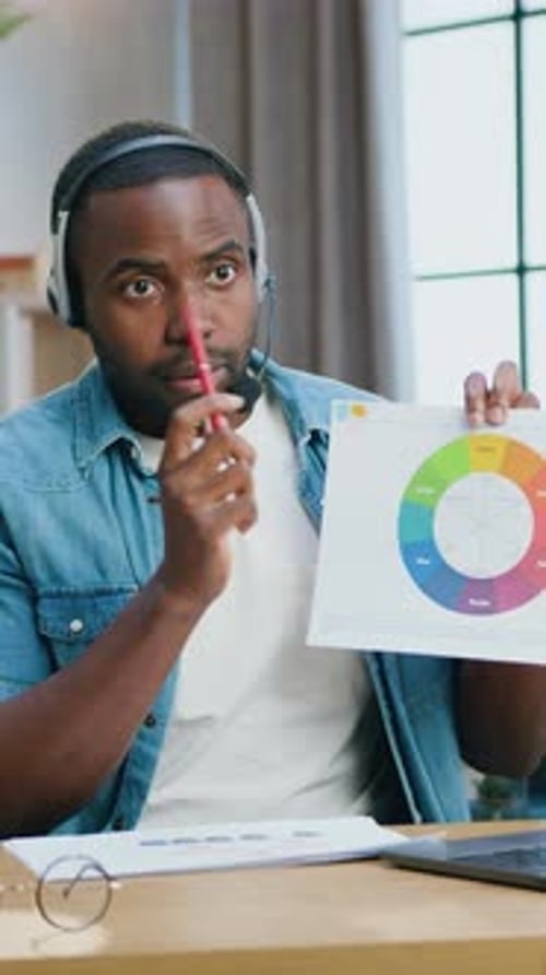 Man Presenting Color Wheel During Online Meeting