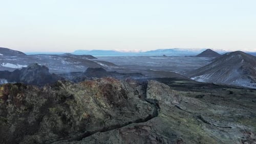 2022 dormant volcano in Iceland, tourist attraction stopped spewing lava, aerial