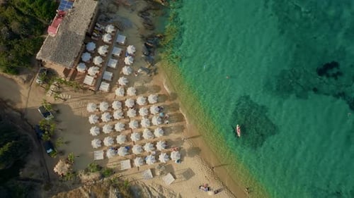 Drone Upward Journey Over Beach Bliss