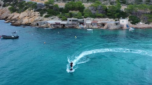 Aerial view of Ibiza Island, Balearic Island, Spain.