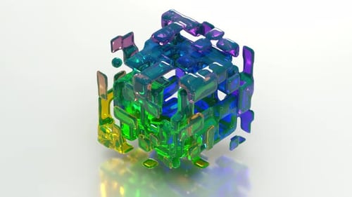 Abstract Morphing Liquid Glass Cube 3D Animation