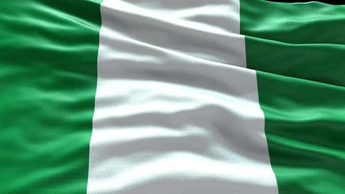 Nigeria National Flag Waving with Realistic Fabric Texture