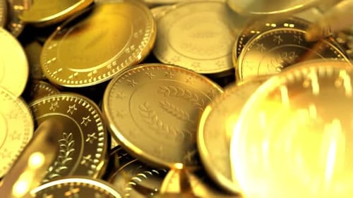 Animated Gold Coins Falling Loop with Glossy Finish