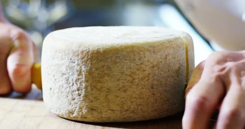 Cutting a Delicious Cheese Wheel with a Knife