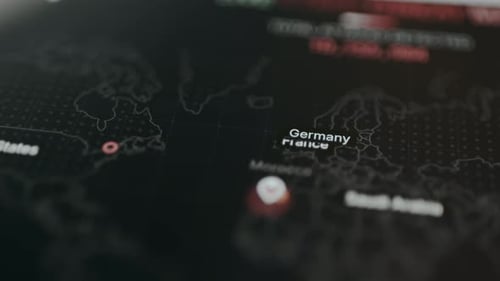 Animated World Map with Dot Connections and Graphic Data