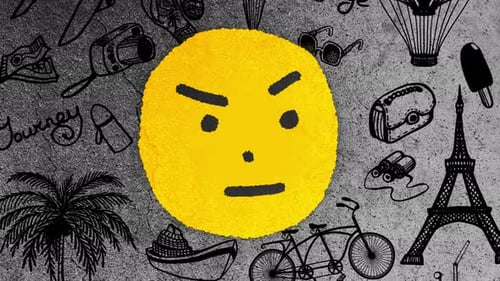 Anger Face Handmade Doodle Style On The Wall