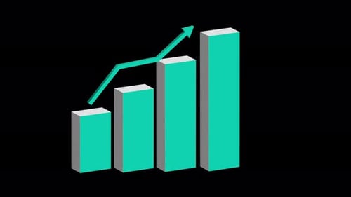 3D Bar Chart Showing Business Growth and Progress Animation
