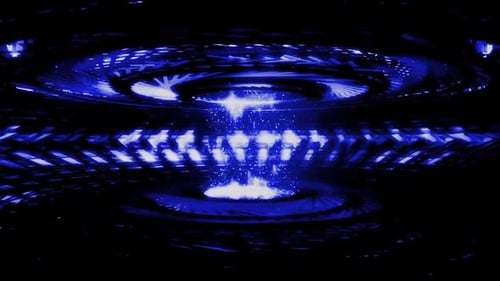 Blue Glittering Particle Flying And Light Circling