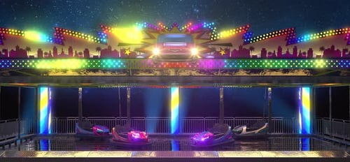 Vibrant Bumper Car Funfair Night Animation