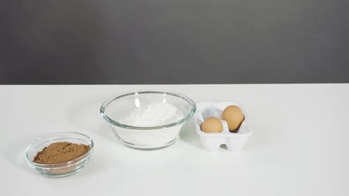 Baking Ingredients Arranged on White Table