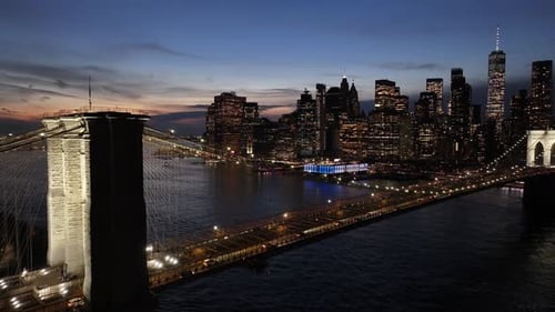 Sunset in Brooklyn Bridge At Manhattan In New York United States
