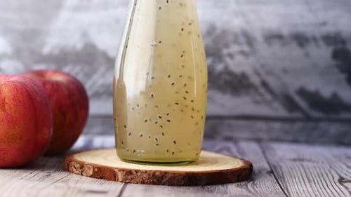 Seed Apple Juice in a Glass on Table