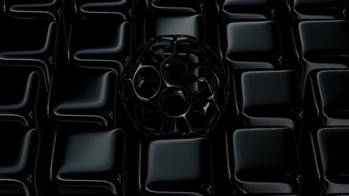 Dark Abstract Flowing Cubes and Sphere Background Loop