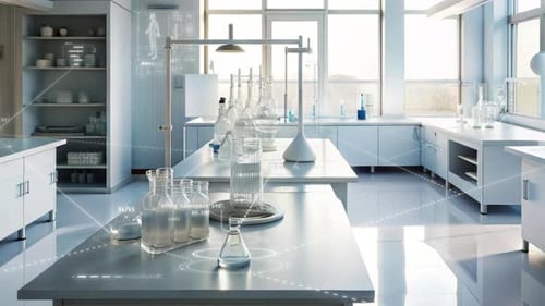Futuristic Science Lab with Holographic Data UI Animation