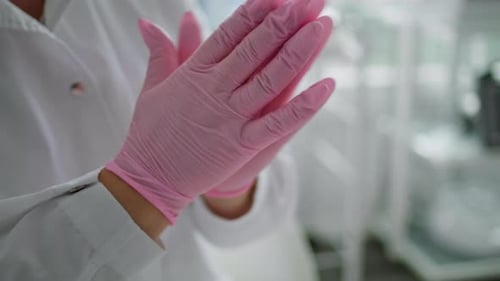 Doctor Hands Wearing Gloves Close Up