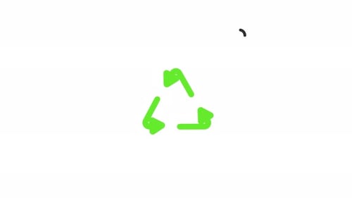 Green Recycling Arrows Loop Animation in Flat Design Style