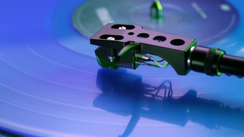Vinylplatte, DJ-Plattenspieler, Plattenspieler, Drehplatte, Nadel, Stylus Loop, Makro