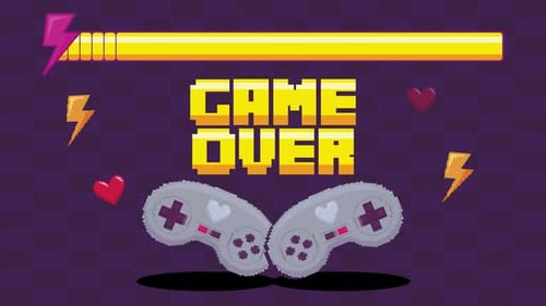 Game over, video game control animation 4k