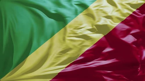 Realistic Waving Flag of the Republic of the Congo Loop