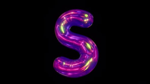 Shiny Iridescent Inflatable Letter S Animation