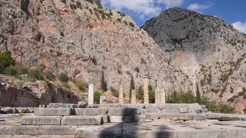 Ruins of Delphi and surrounding mountains, Greece