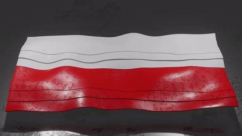 Animated Grungy Red and White Waving Flag Loop