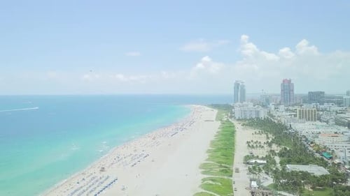 Drone footage of south beach Miami.