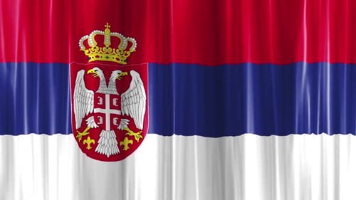 Waving Serbian Flag Curtain Animation