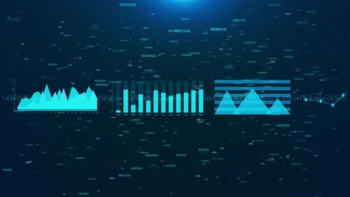 Futuristic Digital Data Display with Animated Charts