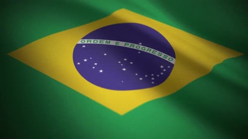 Brazilian Flag Waving Realistic Loop