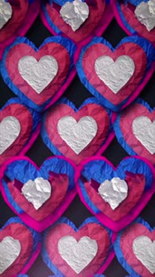 Fond de portrait en boucle Love Heart en papier Animation en volume